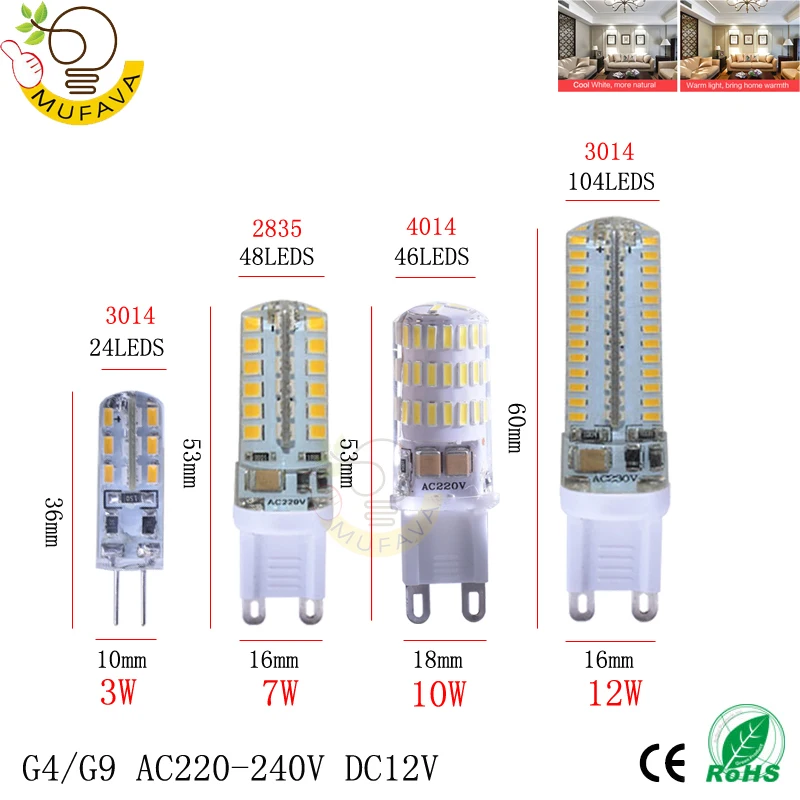 1 шт./лот 2018 горячая Распродажа светодиодный лампы G4 G9 AC220V DC12V светильник 3 Вт 7 8 10W12W