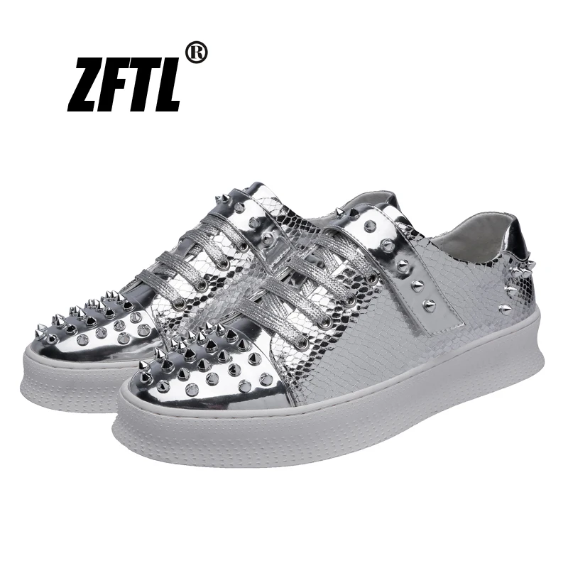 

ZFTL New Men's Rivet shoes Male punk rock shoes big size male British casual shoes Metal sequins Platform shoes 090