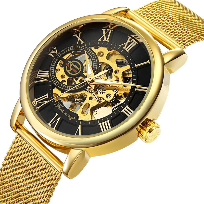 Top Luxury Brand Men Watches Gold Business Watch Skeleton Clock Hand