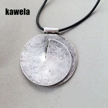 Винтажный круглый сплав черный кожаный кулон ожерелье