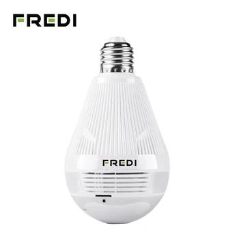 

FREDI Led Light Wireless IP Camera WiFi Bulb Lamp 960P Panoramic FishEye Home Security CCTV Camera 360 Degree View Angle Camera