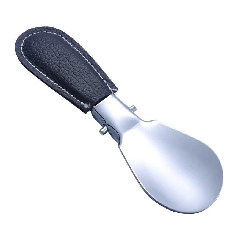 

FUNIQUE 2018 Stainless Steel High Glossy Durable leather Handle Shoe Metal Shoehorn Shoe Lifter Tool 12.2cmx3.7cm