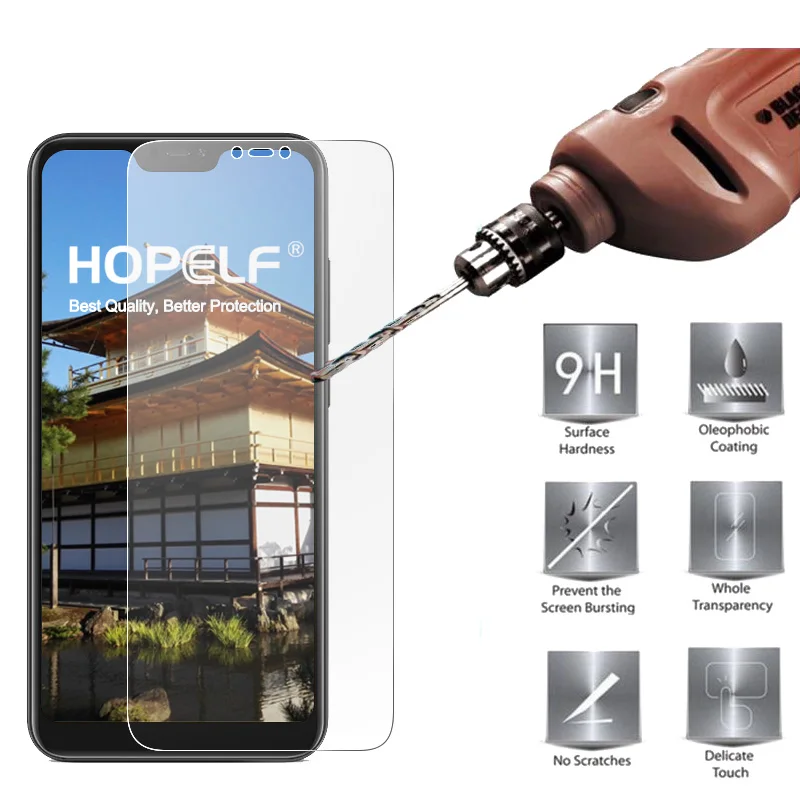 

HOPELF Tempered Glass for Xiaomi Redmi 6 Pro Screen Protector 9H 2.5D on Protective Glass for Xiaomi Redmi 6 Pro Tempered Glass