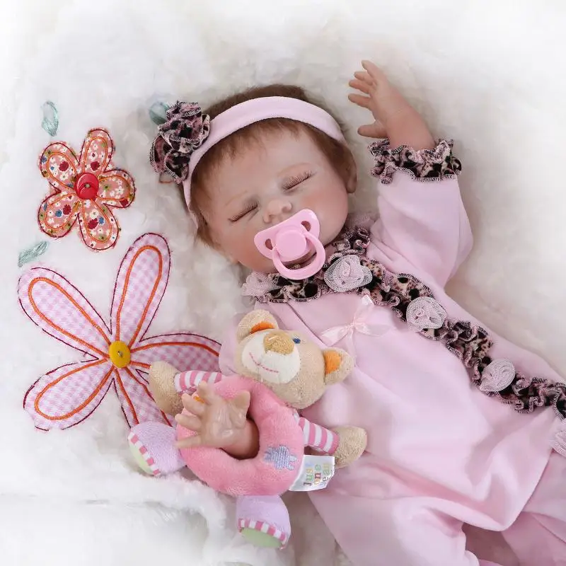 Realistic silicone reborn baby dolls toys 22 inch sleeping reborn babies boneca children gift