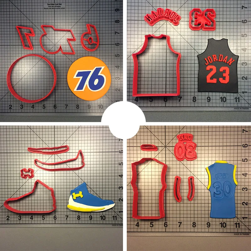 

Profession American Basketball Cookie Cutter Custom Made 3D Printed Jersey Shoes Fondant Cupcake Top Cake Cookie Cutter Set