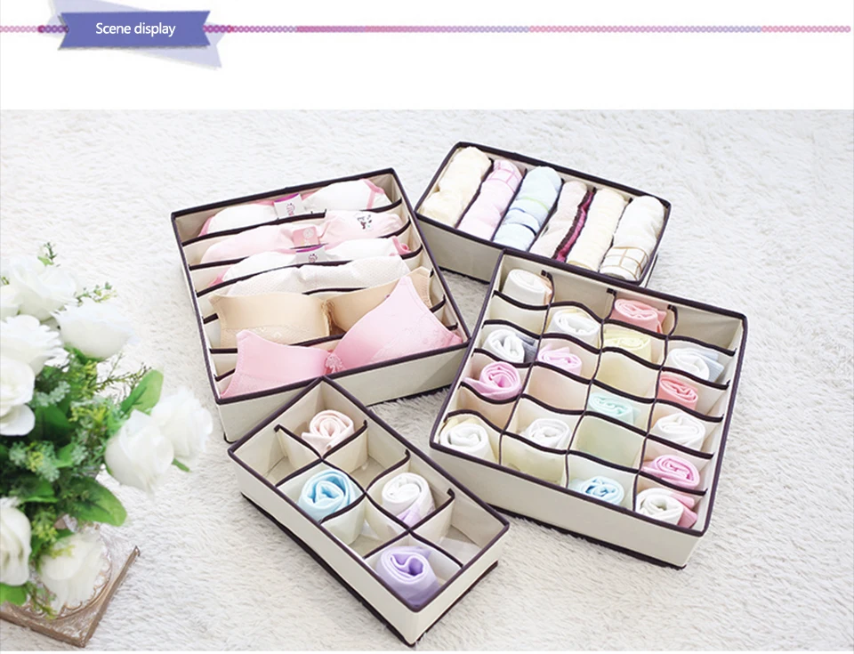Foldable Organizer For Underwear Bra Socks Storage Box Multi Size Storage Bag Underwear Organizer Drawer Divider 6
