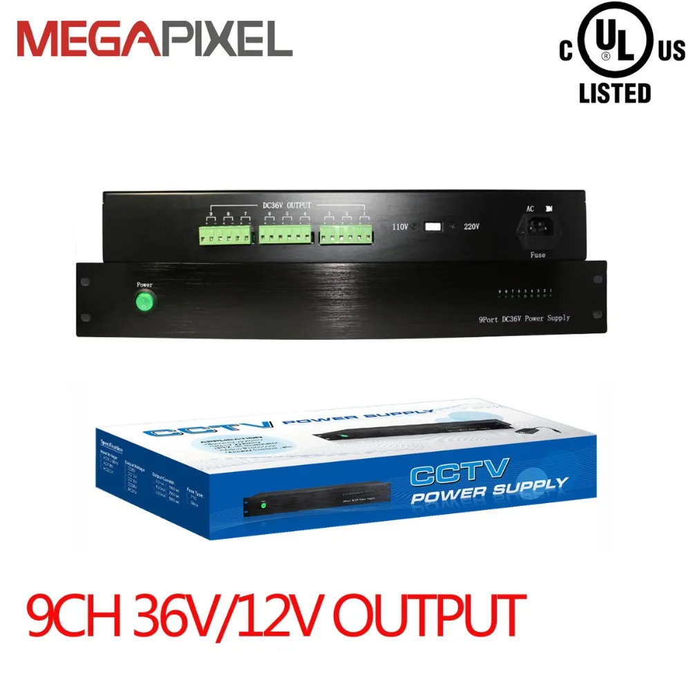 

Rack Mount Power Supply Adapter 9 Channel DC36V DC12V output Power box 10A For CCTV video Surveillance security cameras