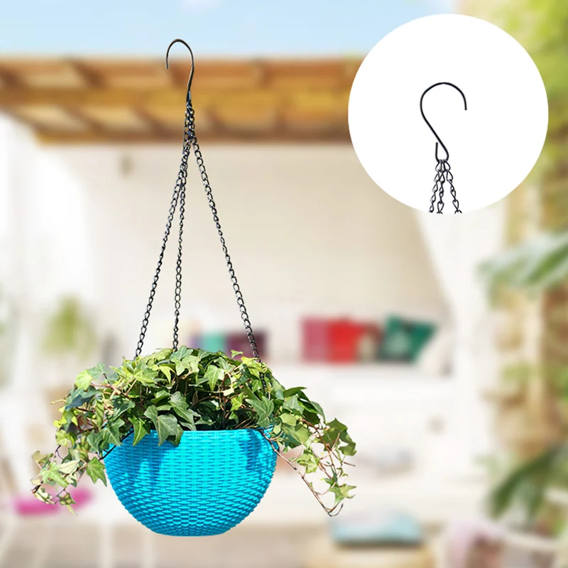 

5Pcs Flower Pot Hanging Chain Basket Flower Pot 3 Point Garden Plant Hanger with Hooks MYDING