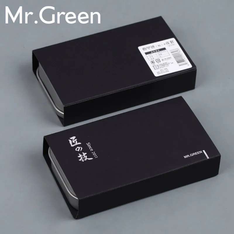 MR. GREEN пилка для ногтей из нержавеющей стали, профессиональный инструмент для ногтей, нескользящая ручка, двусторонняя полированная пилка для ногтей, кожаный чехол
