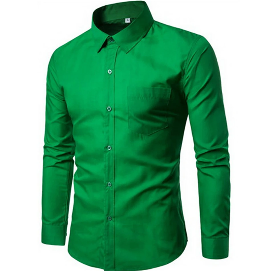 Новинка, мужская приталенная рубашка с длинным рукавом, Брендовые мужские дизайнерские рубашки высокого качества, однотонная мужская одежда, подходят для деловых рубашек 4XL