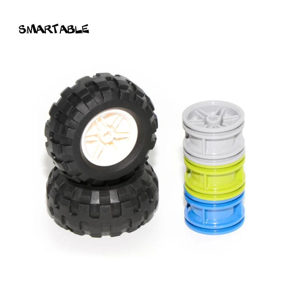 

Smartable Technic Ev3 56x26 mm Wheel & Tyre Parts Building Block Toys For Car Compatible technic 55976+56145 4pcs/set