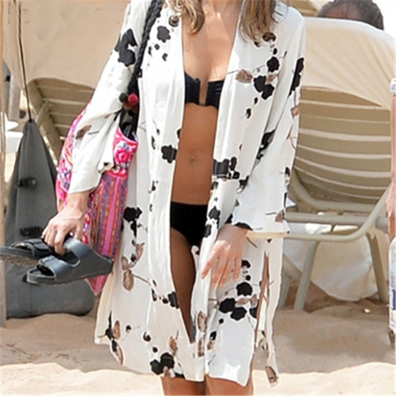 

2019 New Arrivals Beach Cover up Print Swimwear Ladies Walk on The Beach Cape Robe de Plage Tunic Women Beachwear Saida de Praia