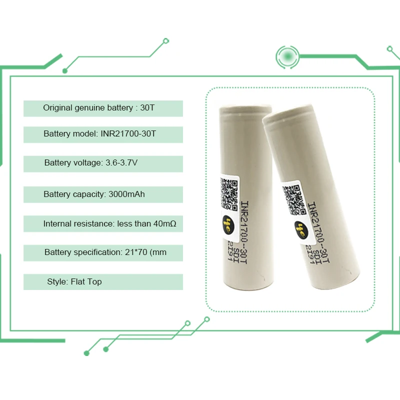 2019 новый оригинальный 30T 3000mAh 3 7 V 21700 батарея литий ионный аккумулятор