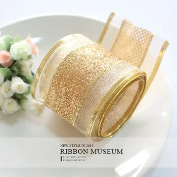 

1 Roll Bright Golden Ribbon 64MM x 10Yards High Quality Taiwan Phnom Penh Christmas Decoration Ribbon 2019 New