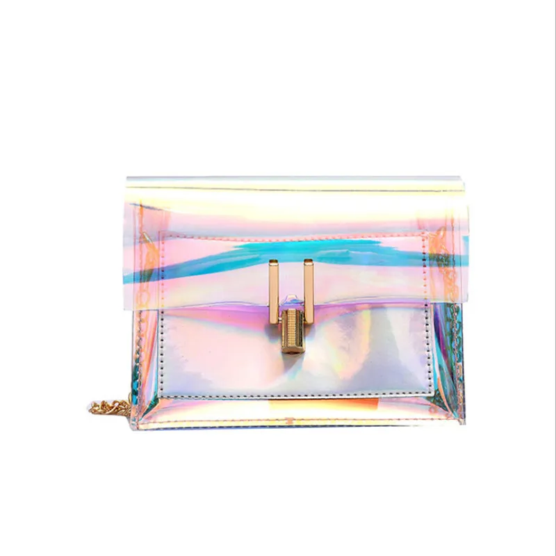 أزياء النساء الليزر شفافة Crossbody أكياس رسول حقيبة كتف حقيبة شاطئية الإناث صغيرة حمل حقيبة ساع