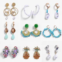 VKME nuevos pendientes colgantes de perlas de simulación de oro grandes pendientes colgantes de ZA redondos de mujer 2019 shell regalo de joyería de declaración femenina(China)