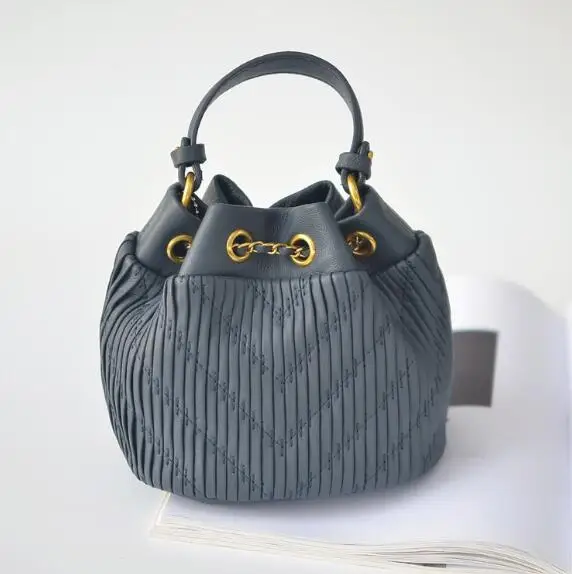 

High quality sheepskin bag with water bucket, leather, single shoulder,