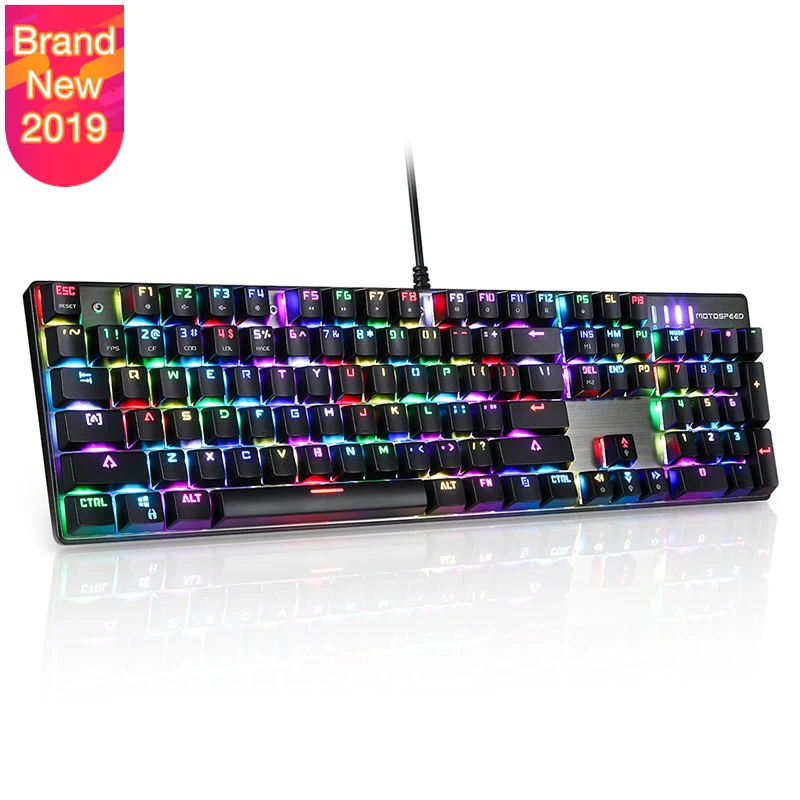  Professional Mechanical Gaming Keyboard USB Wired full size Keys Real RGB Switchable LED Backlight