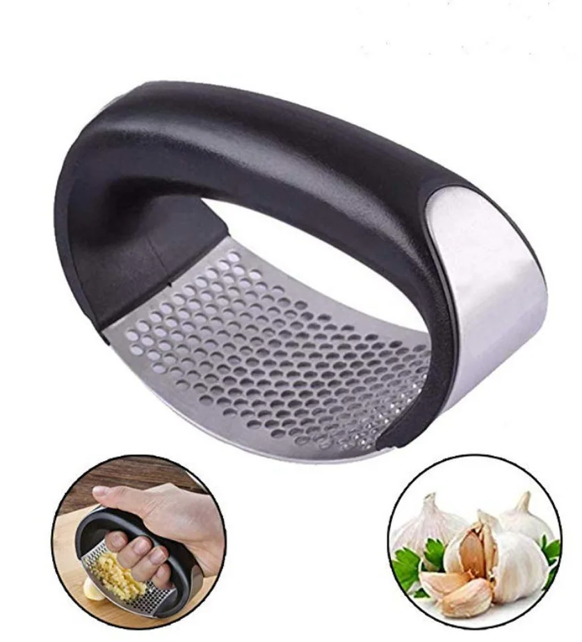 

1pcs Stainless Steel Garlic Presses Manual Garlic Mincer Chopping Garlic Tools Curve Fruit Vegetable Tools Kitchen Gadgets 2019