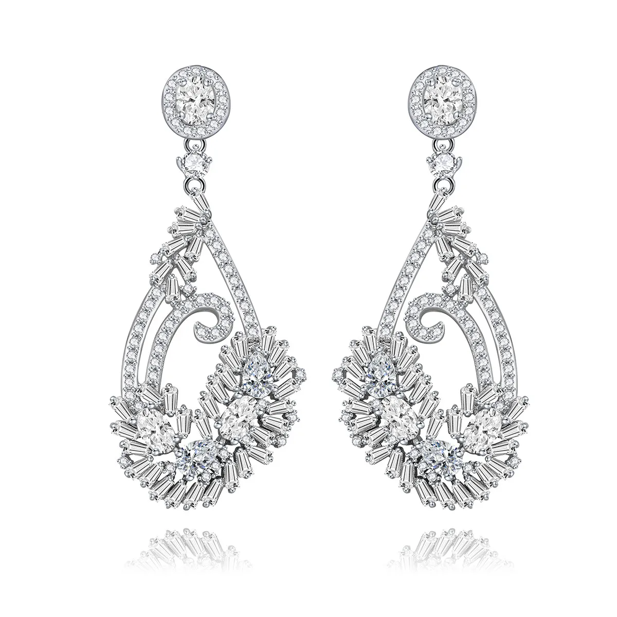 

Luxury Elegant women Drop Earrings transparent CZ Crystal Fashion Bridal Wedding Party Charm Dangle Jewerly Accessories Gift