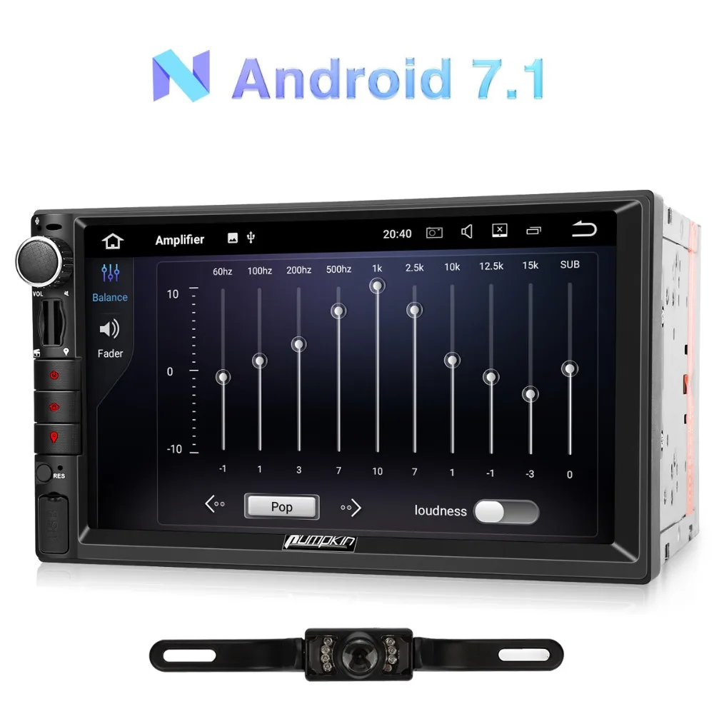 

Pumpkin 2 Din 7'' Android 7.1 Universal Car Radio No DVD Player GPS Navigation Quad-Core Car Stereo Touch Screen 4G Headunit