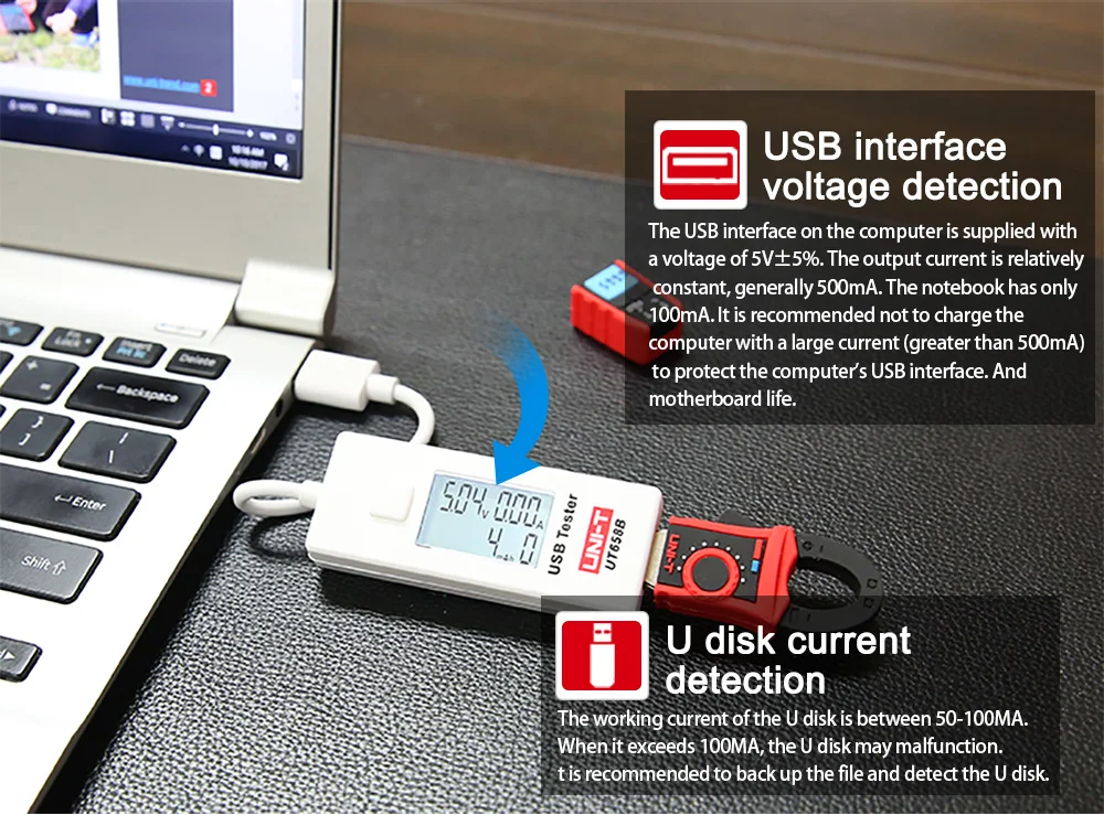 USB тестер UNI-T UT658B dc Цифровой вольтметр UT658 напряжение измеритель тока Амперметр детектор Банк питания зарядное устройство индикатор