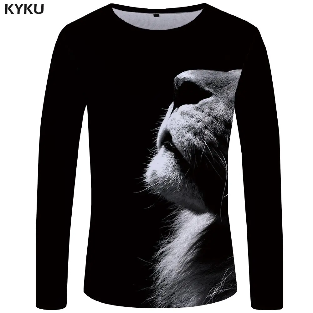 KYKU Tiger Футболка мужская футболка с длинным рукавом пламя Япония животное крутой принт панк забавная футболка s Рок мужская одежда короткий рукав - Цвет: 3d t shirt 19