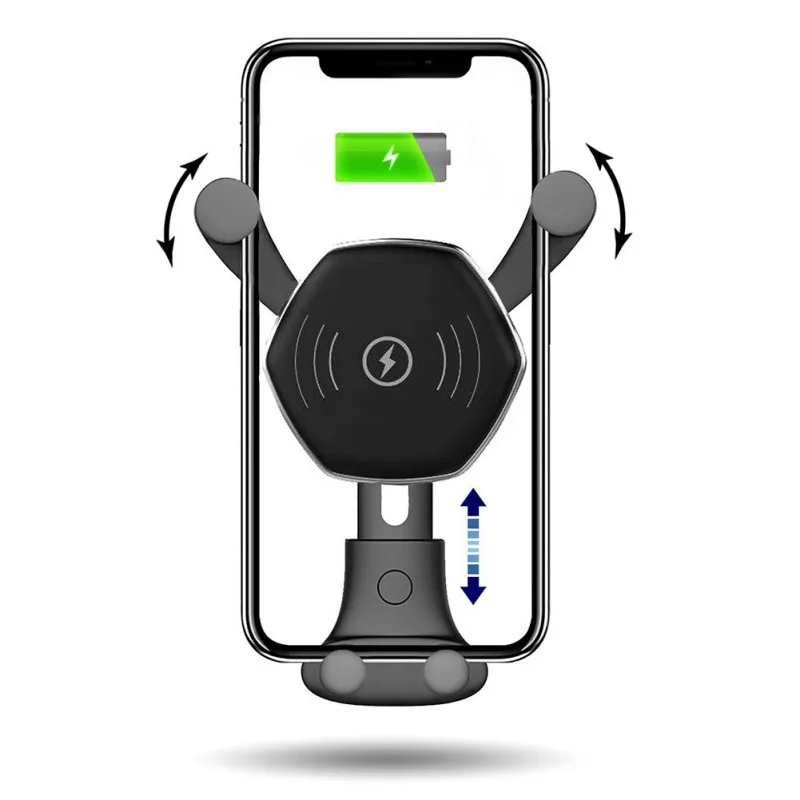 Wireless Charger Fast Car Charger Mount Auto-Clamping Design One-Hand Operation Compatible For Samsung Galaxy Qi Phones