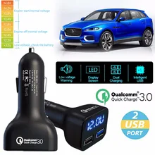 QC 3.0 Fast Car Charger Dual USB Port Quick Charge With LED Voltage Voltmeter for smartphone for GPS