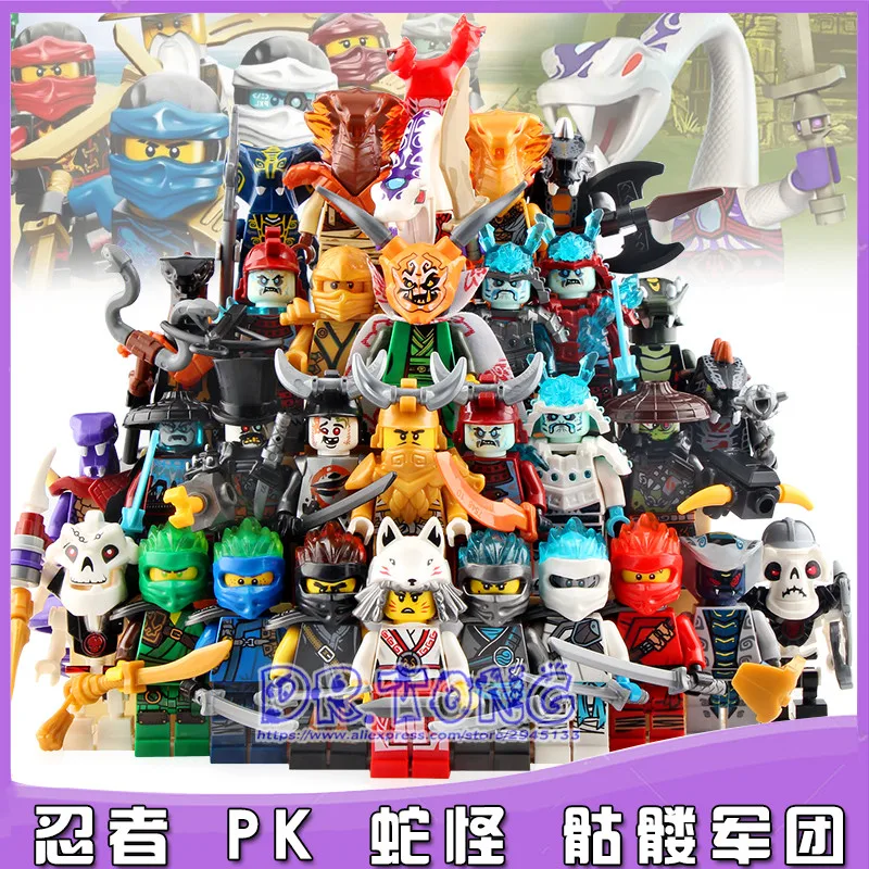 

50pcs BR262 Building Blocks Samukai Jay Zane Kai Ice Emperor Lloyd Nya Snake Four Eyes Garmadon with Weapon Building Blocks Toy