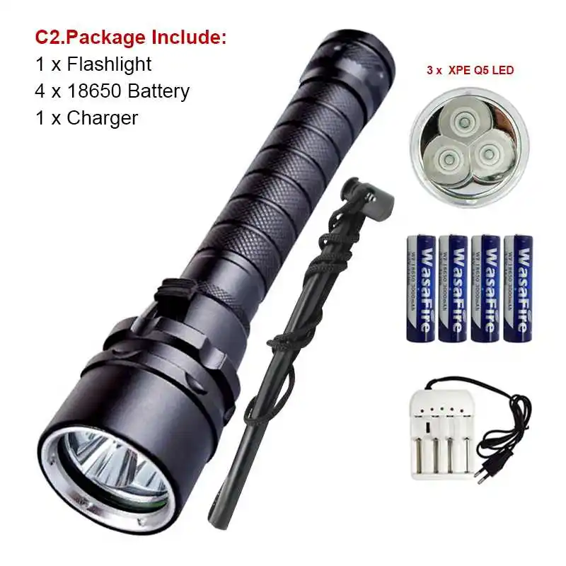 

Led Purple Lanterna UV Diving Flashlight Camping Light Waterproof Underwater 100m Diving Torch Light With 18650 Battery+ Charger