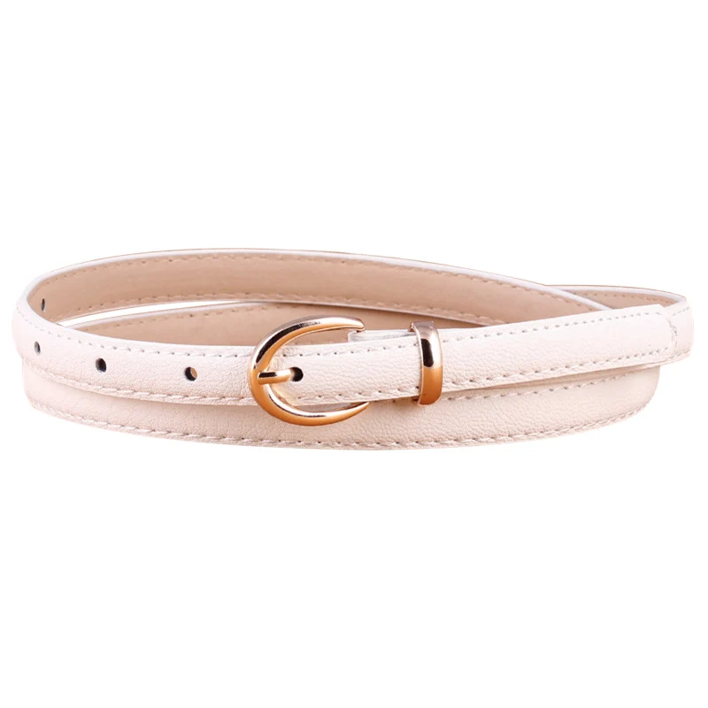 Women Solid Color Belt Thin Skinny Leather Waist Belt Gold Pin Buckle Female Dress Jeans Waistband Strap designer belts women