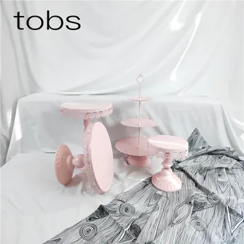 

4-6 pieces White and Pink Wedding Dessert Tray Cake Stand Cupcake cake display table decoration Party Supply