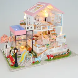 Новый Diy Кукольный дом деревянный Миниатюрный Кукольный дом мебель комплект коробка головоломка собрать сладкое слово кукольный домик