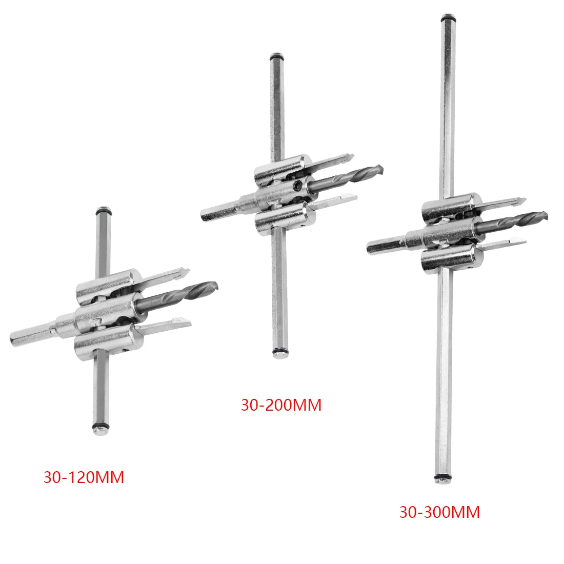 

Cordless Drill Bit Alloy Steel 120mm/200mm/300mm Adjustable Circle Hole Saw Drill Bit Cutter Set for Woodworking