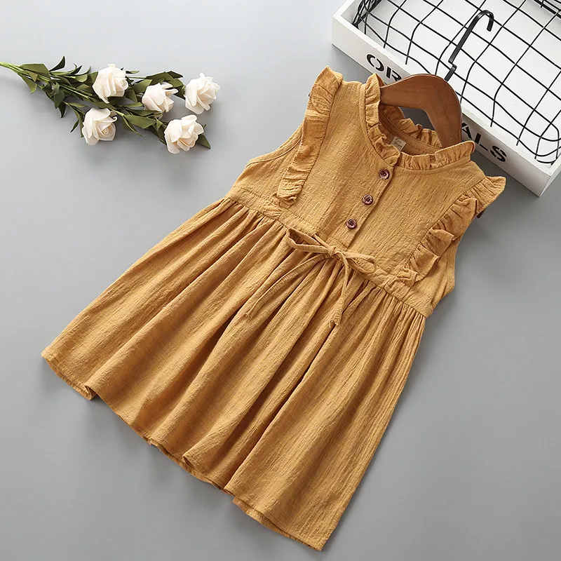 2 7 years High quality girl dress 2019 new summer fashion bow stripe
