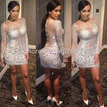2015 hohe Qualität Mantel Scoop Kurz Prom Abendkleider Kristall Strass Kleid Langarm Cocktailkleider Plus Größe