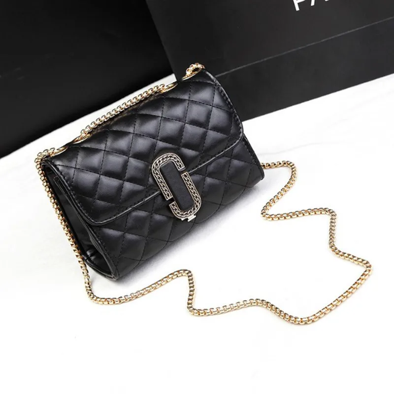 

2019 Woman Small Real Bag Diamond Lattice Chain Package Originality Leisure Time Single Shoulder Span Personality B492