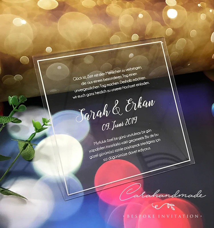  CA0967 Simple square acrylic wedding invitation - 32954732743