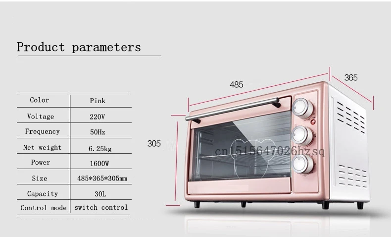 CUKYI многофункциональная печь для выпечки 30л большая емкость 1600 Вт выпечка пиццы торт хлеб из нержавеющей стали, розовый