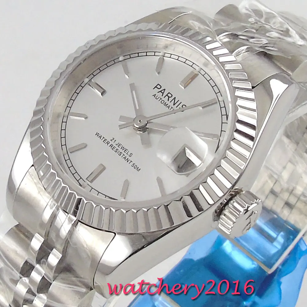 NEW Arrive 26mm parnis White Dial Sapphire Glass Date Steel Case Luxury Brand Miyota Automatic Movement men's Watch NEW Arrive 26mm parnis White Dial Sapphire Glass Date Steel Case Luxury Brand Miyota Automatic Movement men's Watch