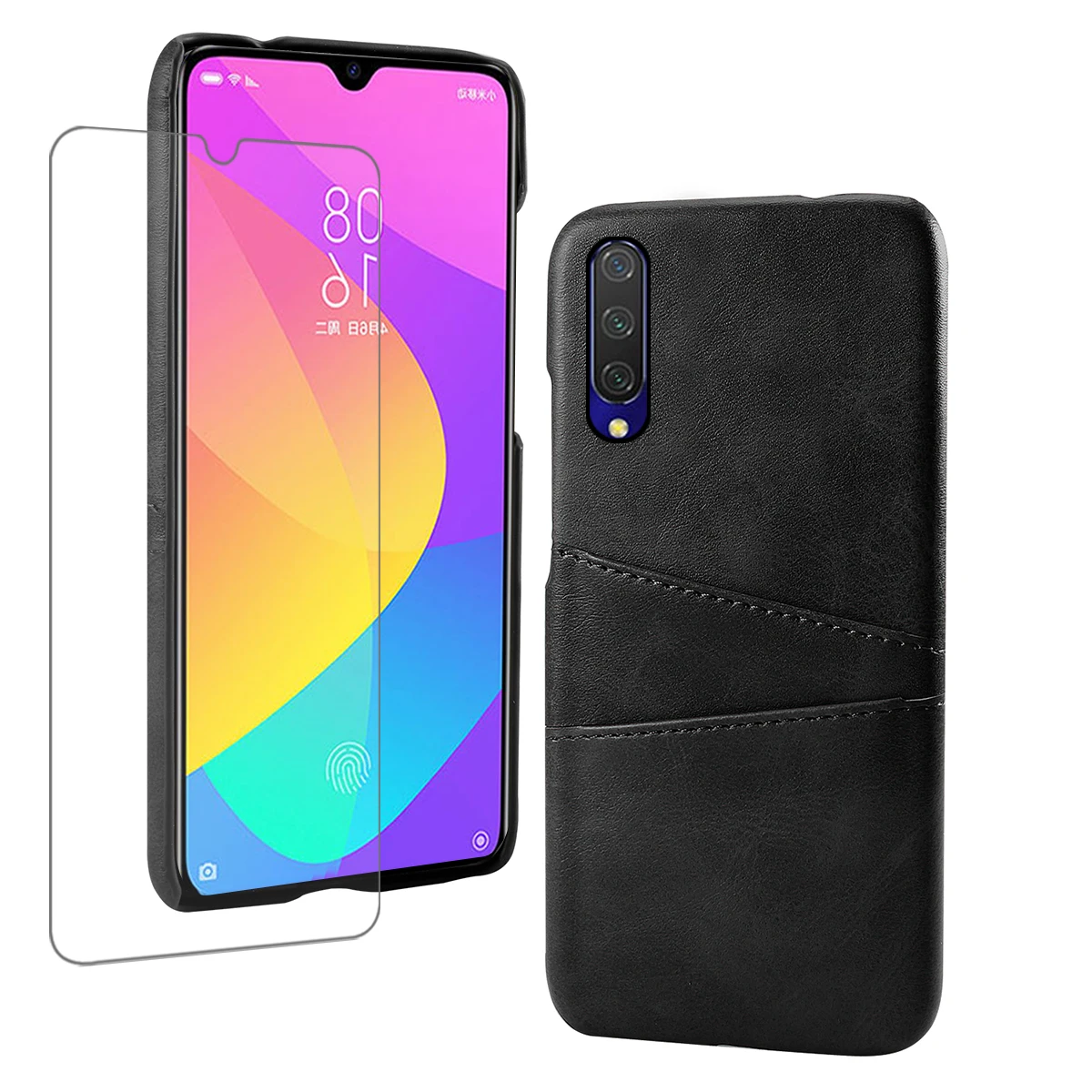 Чехол для телефона из искусственной кожи с закаленным стеклом Xiaomi Mi CC9 CC9e Shookproof