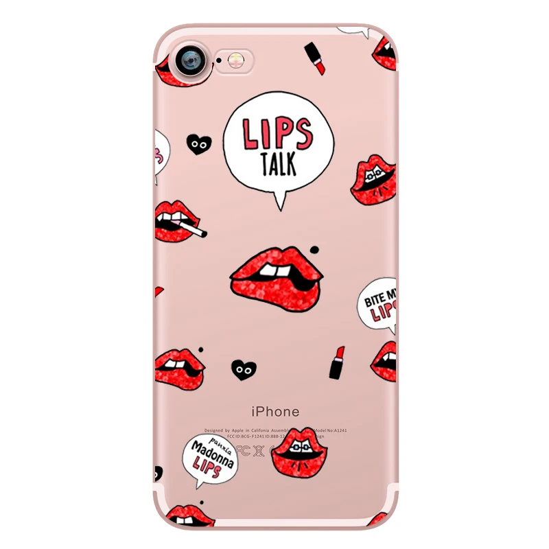 Makeup Sexy Kylie Jenner Lipstick Lips Girls Siliocne Transparent Soft Mobile Phone Case for iphone 7 6 5S 6S Plus SE 5 Fundas (2)