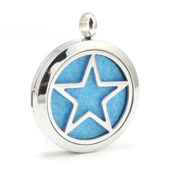 

10pcs/lot 30mm Stainless Steel Pentagram Aromatherapy Aroma Essential Oil Diffuser Pendant Locket Necklace Pendant