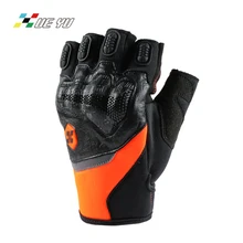 XUE YU Cow Leather Anti Shock Half finger Motocross Motorbike Motorcycle Gloves Summer Guantes Luva Guanti