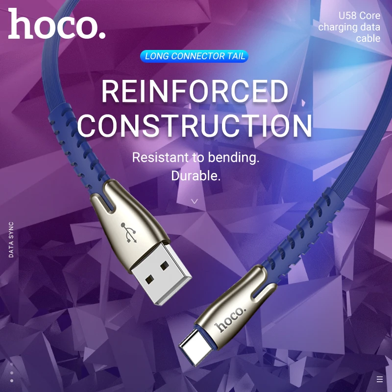 

hoco usb type c cable charging data sync wire usb c cable for Samsung Xiaomi Android charger cord 2.4A flat cable c type cable