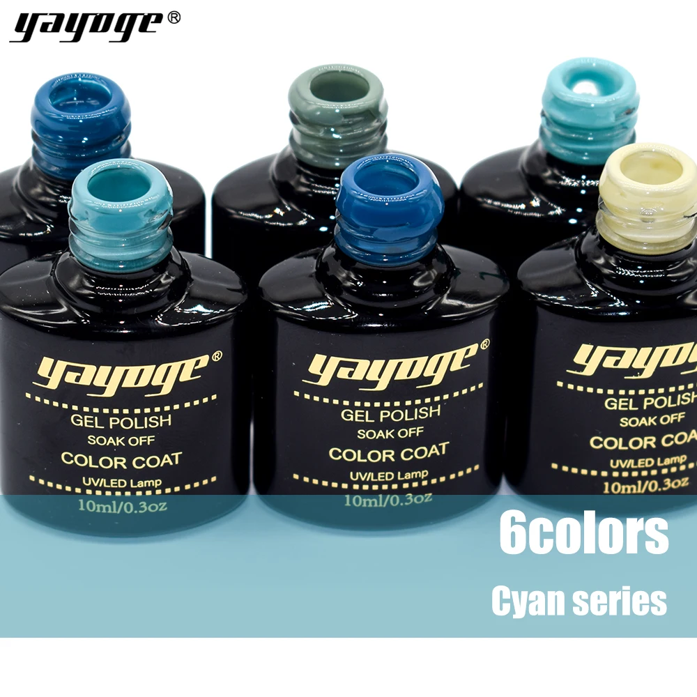 YAYOGE gel varnish soak off UV LED gel lacquer manicure diy nail art gel polish 10ml/0.3oz 6 color cyan product