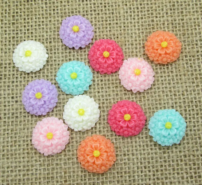 

50Pcs Mixed 16mm Double Flower Resin Decoration Crafts Flatback Cabochon Scrapbook DIY Embellishments Accessories Buttons