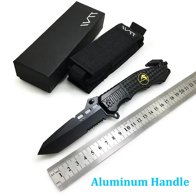 $US $9.70  WTT 229 Black Folding Hunting Knife 7CR17Mov Half Serrated Blade Tactical Camping Survival Combat P