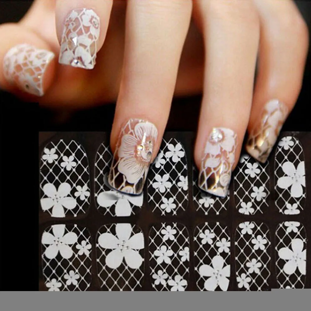 Maquiagem аксессуары для ногтей кружевной цветок Алмазный цветок наклейки для дизайна ногтей Советы Инструменты 3D наклейки для ногтей искусство